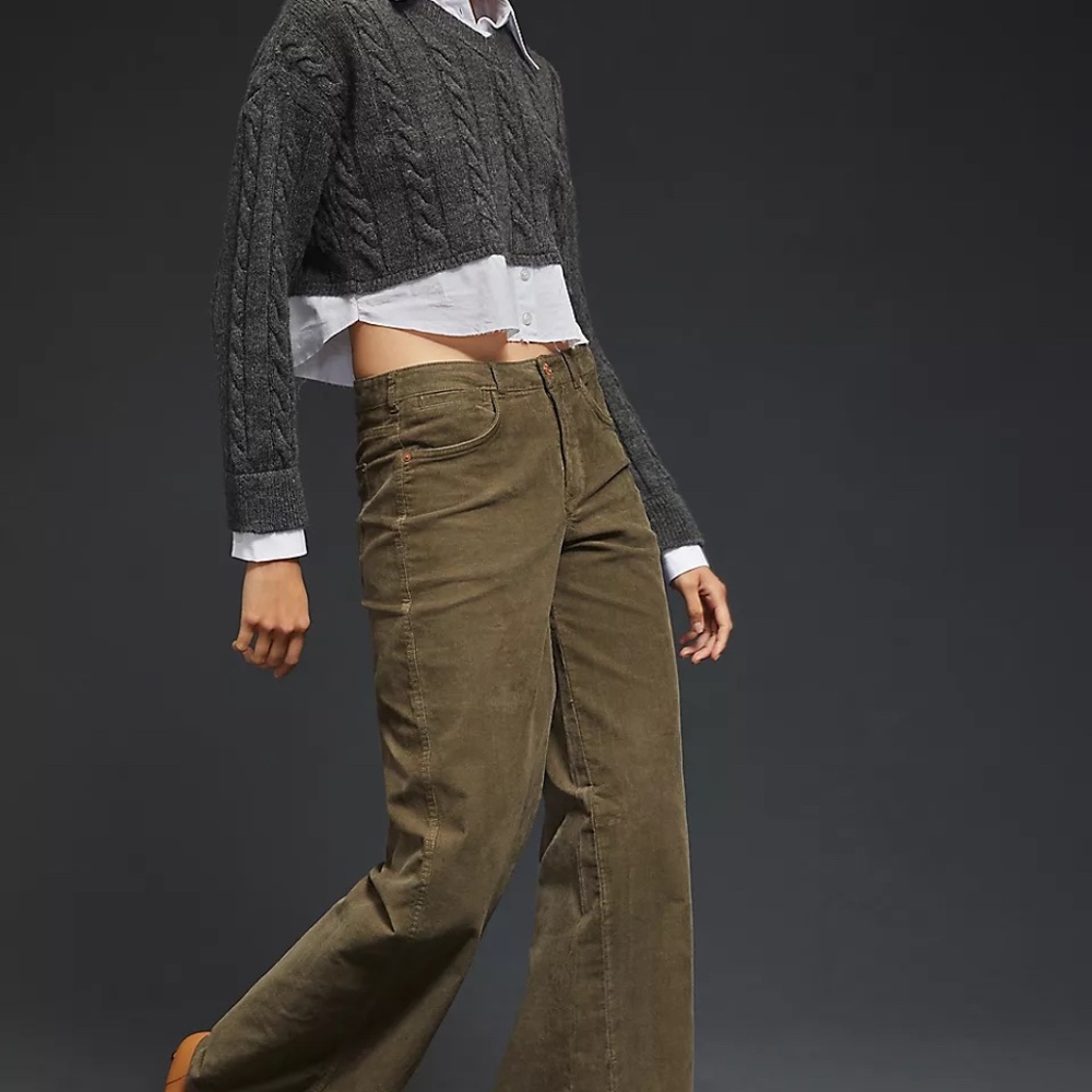 Anthropologie The Glen Wide-Leg Corduroy Pants 27 - Picture 2 of 6